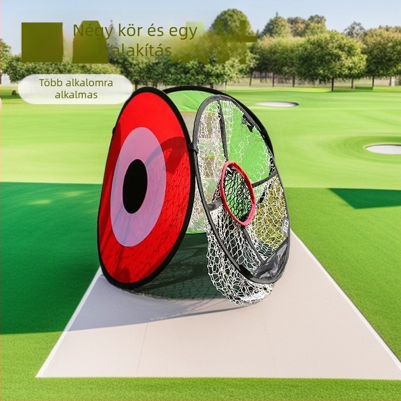 Körkörös golf chipping háló edzésre – karbon- és poliészteres kivitelezés, logó nyomtatás lehetősége, magánmárka elérhető