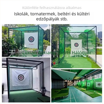 Kötés nélküli golf gyakorló háló, polietilén-poliszter anyagból, kültéri és beltéri használatra
