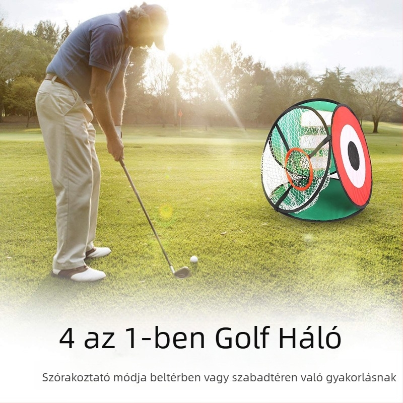 HOWTRUE Golf edzés háló, 4 az 1-ben, beltéri/kültéri, nylon + üvegszál, logónyomtatás elérhető