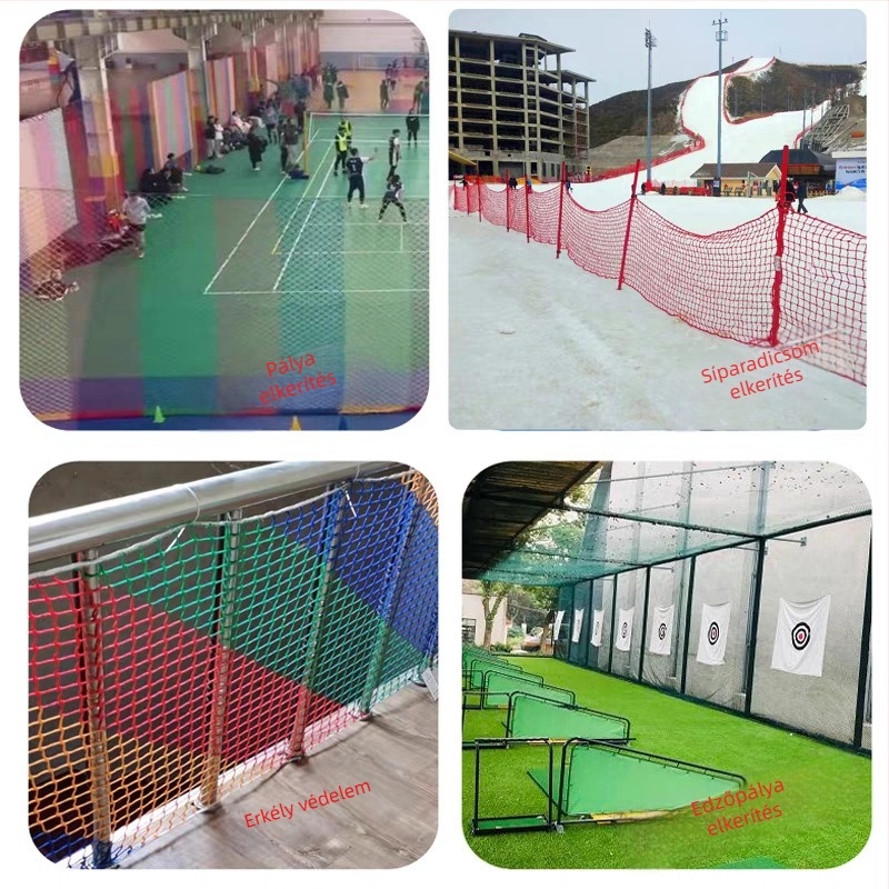 Biztonsági háló sporthelyszínekre: kosár- és futballpályák, golfpálya, sípálya, játszótér és asztalitenisz háló