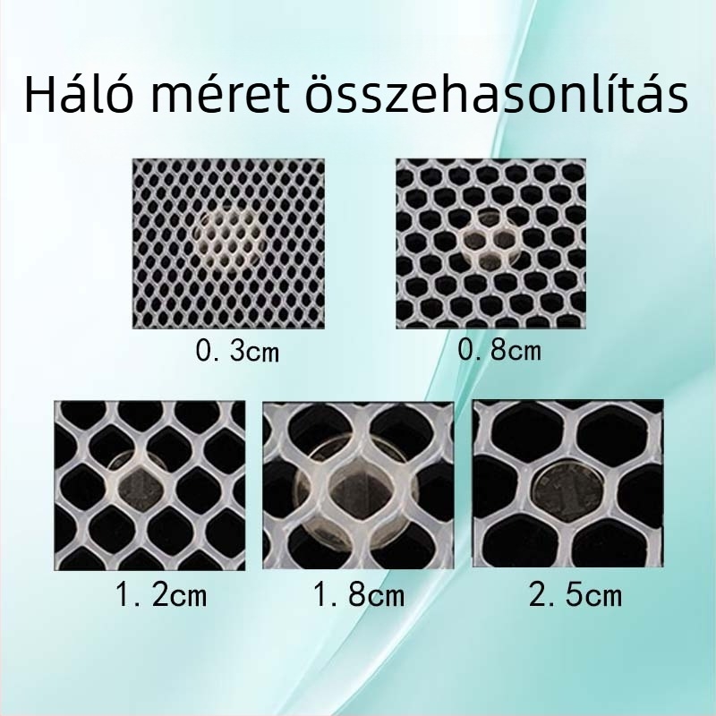 Műanyag háló tenyésztéshez és kerítéshez, öregedés- és UV-álló, több méretben elérhető