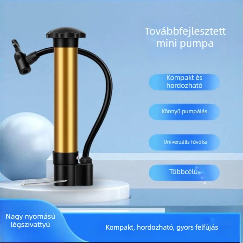 Hordozható magasnyomású kézi pumpa kosárlabdához, futballhoz és kerékpárhoz – arany színű
