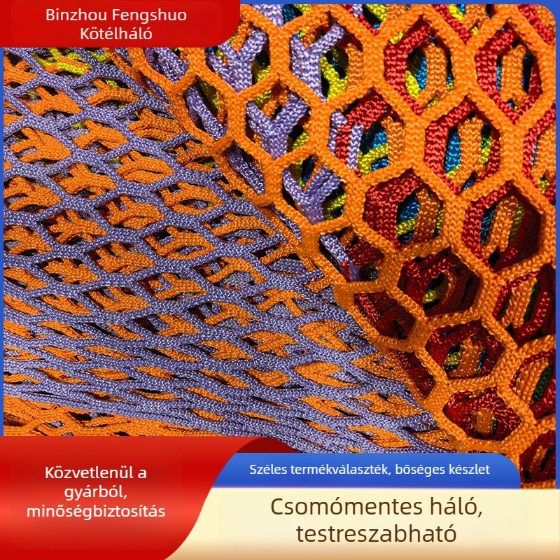 Színes nylon védőháló kötés nélküli, alkalmas dzsungel-gimhez és játékeszközökhöz