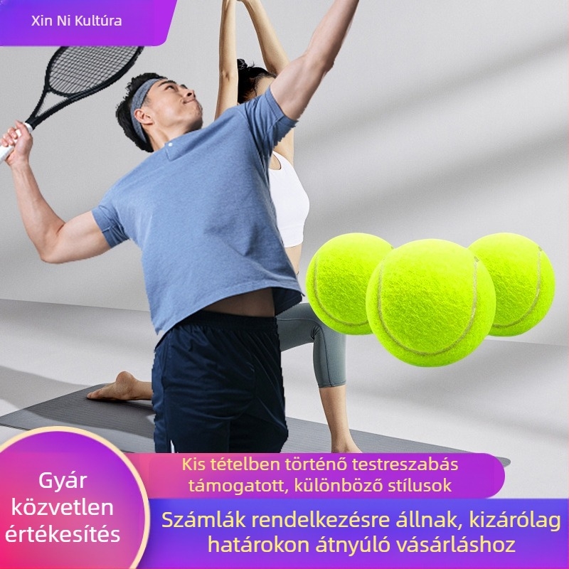 Professzionális teniszlabdák fiatalok számára edzésre és versenyre; nagy rugalmasság, tartós szerkezet gumiból és kémiai rostokból; logó nyomtatás elérhető.