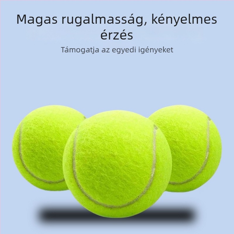 Professzionális teniszlabdák fiatalok számára edzésre és versenyre; nagy rugalmasság, tartós szerkezet gumiból és kémiai rostokból; logó nyomtatás elérhető.