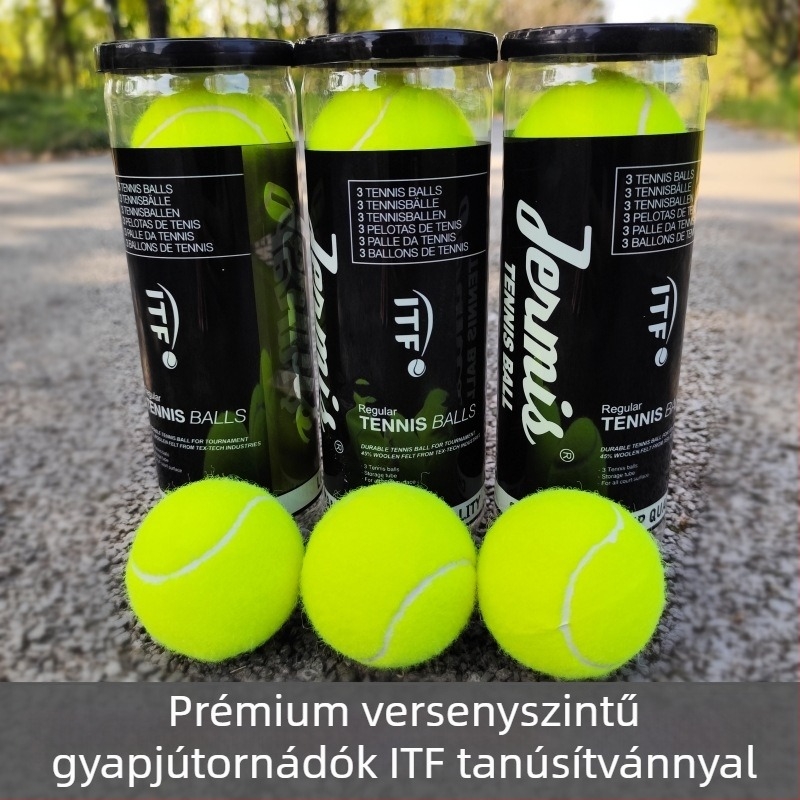 Versenyszintű teniszlabdák, 3 csöves készlet, Mingyi brothers márka, gumi alapanyagból, ITF tanúsított