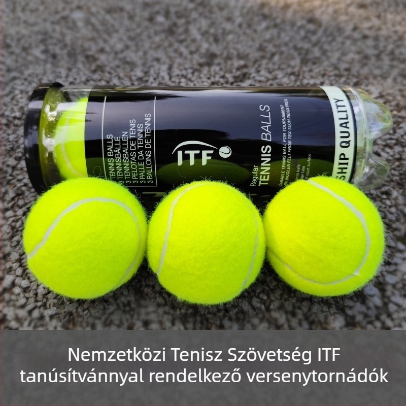 Versenyszintű teniszlabdák, 3 csöves készlet, Mingyi brothers márka, gumi alapanyagból, ITF tanúsított