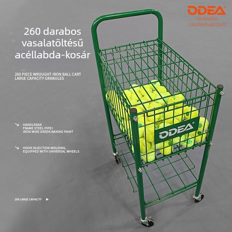 Odea összecsukható, hordozható rozsdamentes acél teniszedző keret, labdagyűjtő keret, 260 darabos készlet