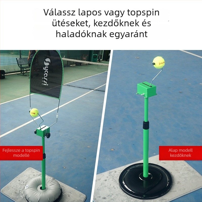 Topspin tenisz edzőeszköz, hordozható forgó tréner a bedobásokhoz és elkapásokhoz, kezdőbarát, egy játékos ütés gyakorlása, polipropilén rost