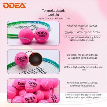 Odea teniszlabda, gumi anyag, tenisz kategória.