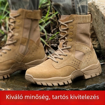 Magas szárú taktikai bakancs, elsőréteg marhabőr, csúszásmentes talp, uniszex