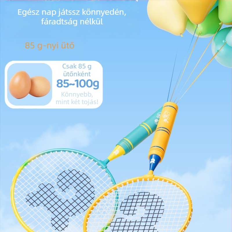 Vasötvözet keretes tollaslabda- és tenisütő nylon húrokkal, súly 90–94 g, közepes merevség