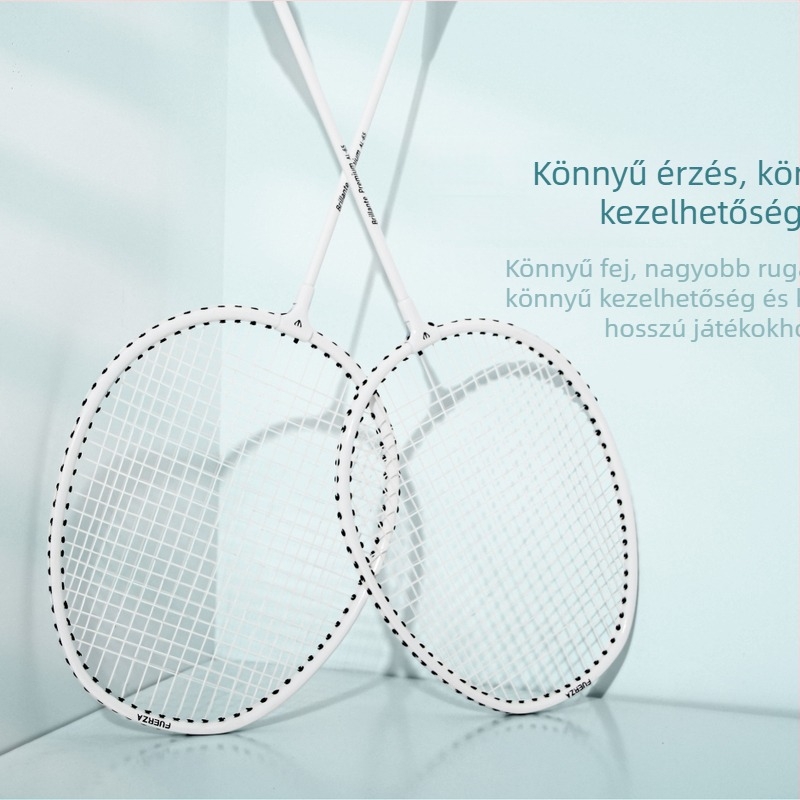 Decoq badminton ütő – vasötvözet váz, modell Y-020023, tömeg 95–100 g, egyenes fej