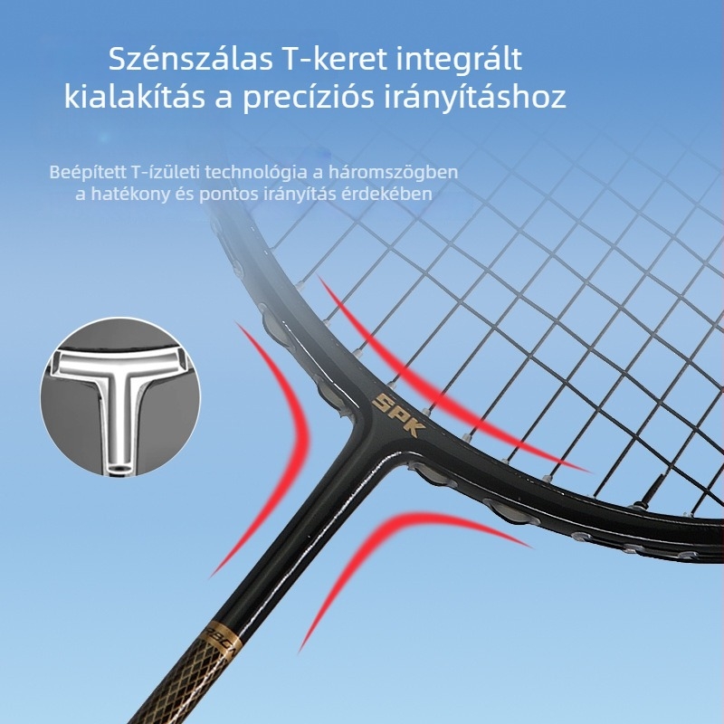 Spake tollaslabda ütő, karbon váz, tömeg 75–79 g, markolat vastagsága G5, tengely keménysége mérsékelt