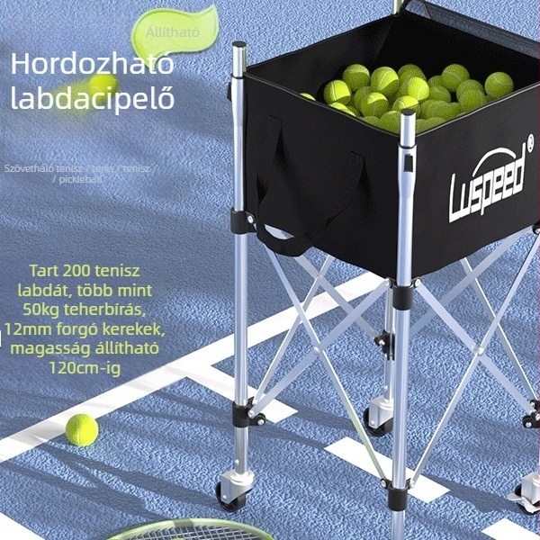 Hordozható teniszlabda-kocsi, szatén virág díszítéssel és nagy kapacitással