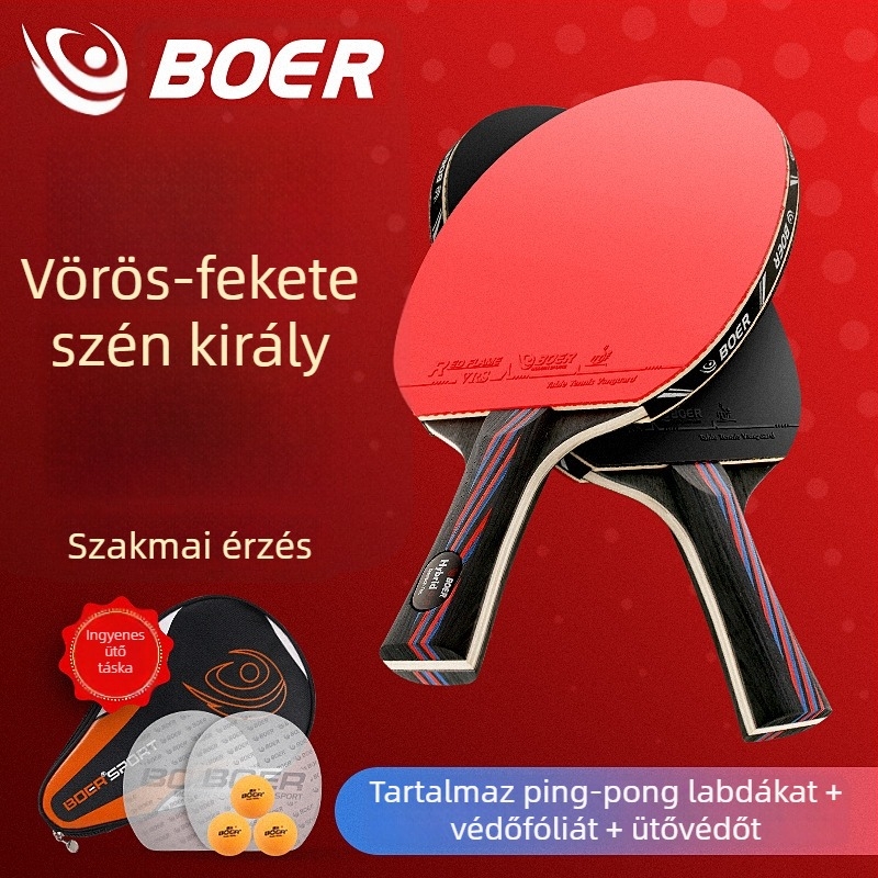 Asztalitenisz ütő Boer/bol Carbon King – Basswood penge, antiadhéziós gumi, horizontális ütés, logónyomtatás