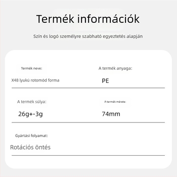 Professzionális pickleball labda, 48 lyukú, rotomoldált kialakítású, PE-anyagú, tömege 26 g ± 3 g, kültéri játékhoz