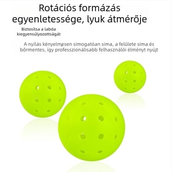Professzionális pickleball labda, 48 lyukú, rotomoldált kialakítású, PE-anyagú, tömege 26 g ± 3 g, kültéri játékhoz