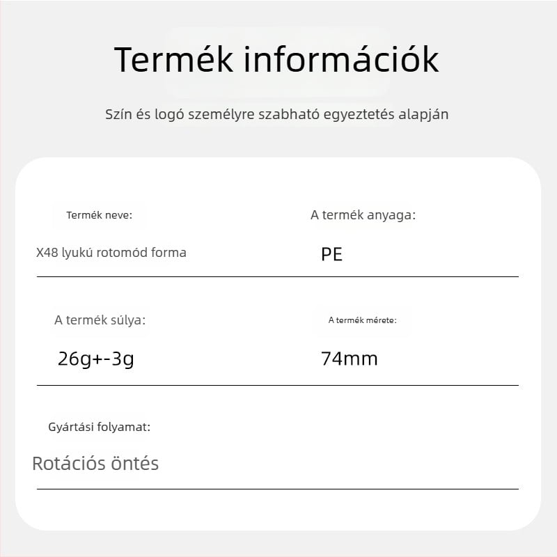 Professzionális pickleball labda, 48 lyukú, rotomoldált kialakítású, PE-anyagú, tömege 26 g ± 3 g, kültéri játékhoz