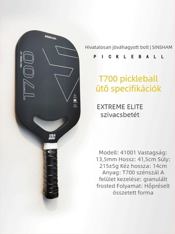 SINSHAM T700 szénszálas pickleball ütő, matt felületű forrópréseléses kivágott dizájn, 215 g, testreszabható