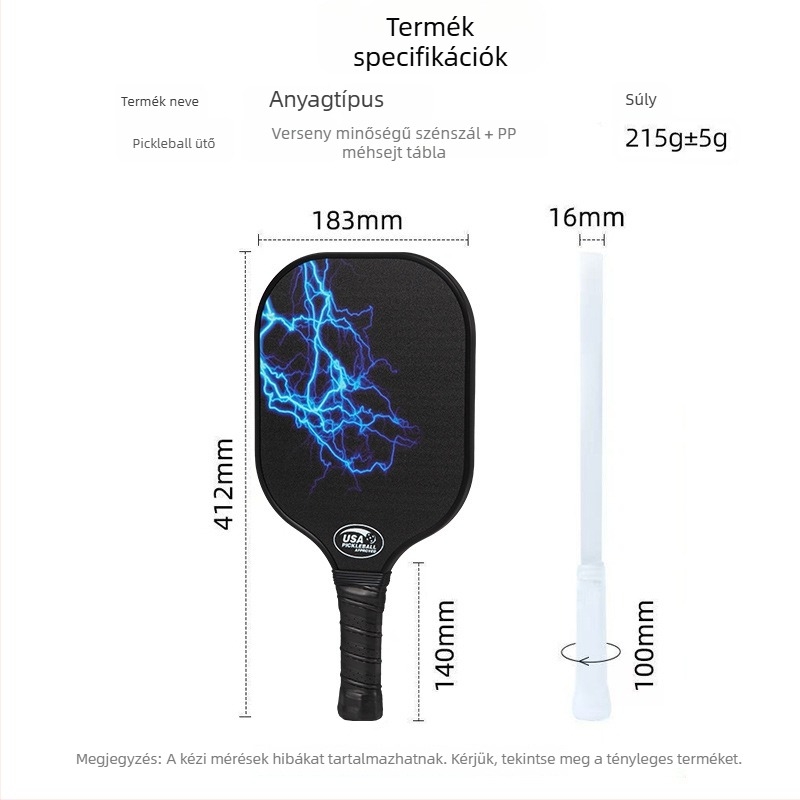 Üvegszálas pickleball ütő készlet, 41.8 × 19 × 1 cm, 230 g