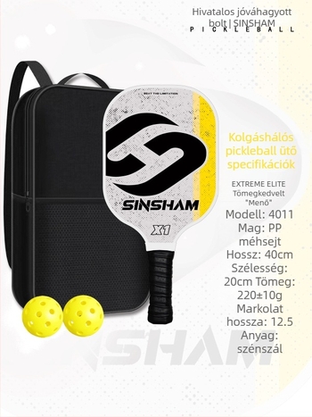 Személyre szabható szénszálas pickleballütő, súly 220 g, bel- és kültéri használatra