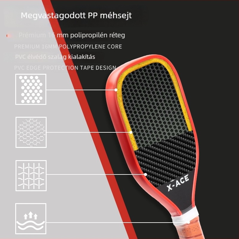 X-ACE szénszálas pickleball ütő PP méhsejt maggal professzionális edzéshez