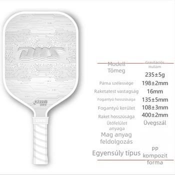 DHS pickleball ütő fiberglasból, Gravity Wave kiegyensúlyozott, tömeg 235 g