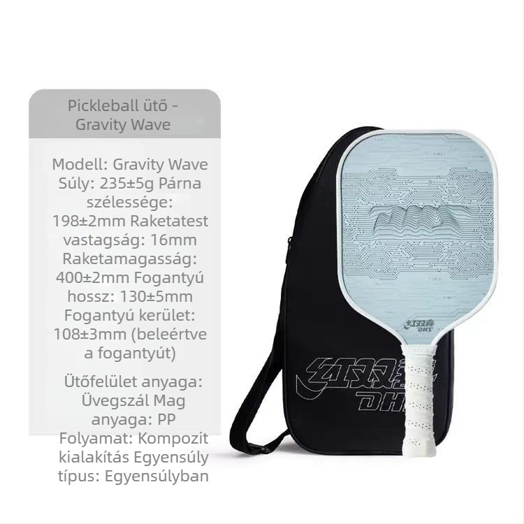 DHS pickleball ütő fiberglasból, Gravity Wave kiegyensúlyozott, tömeg 235 g