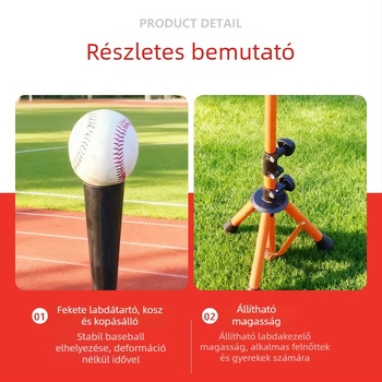 Kültéri baseball ütés-edző, állítható magasságú T-kerettel és háromlábú állvánnyal baseballre és softballra