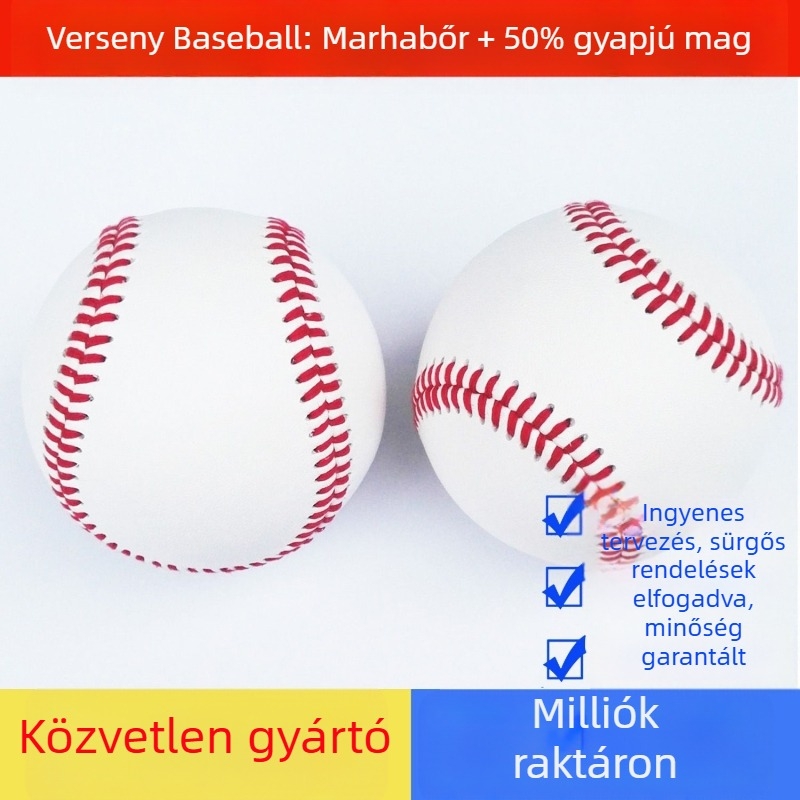 Fehér üres baseball játékhoz, 50% gyapjú maggal és tehénbőr borítással