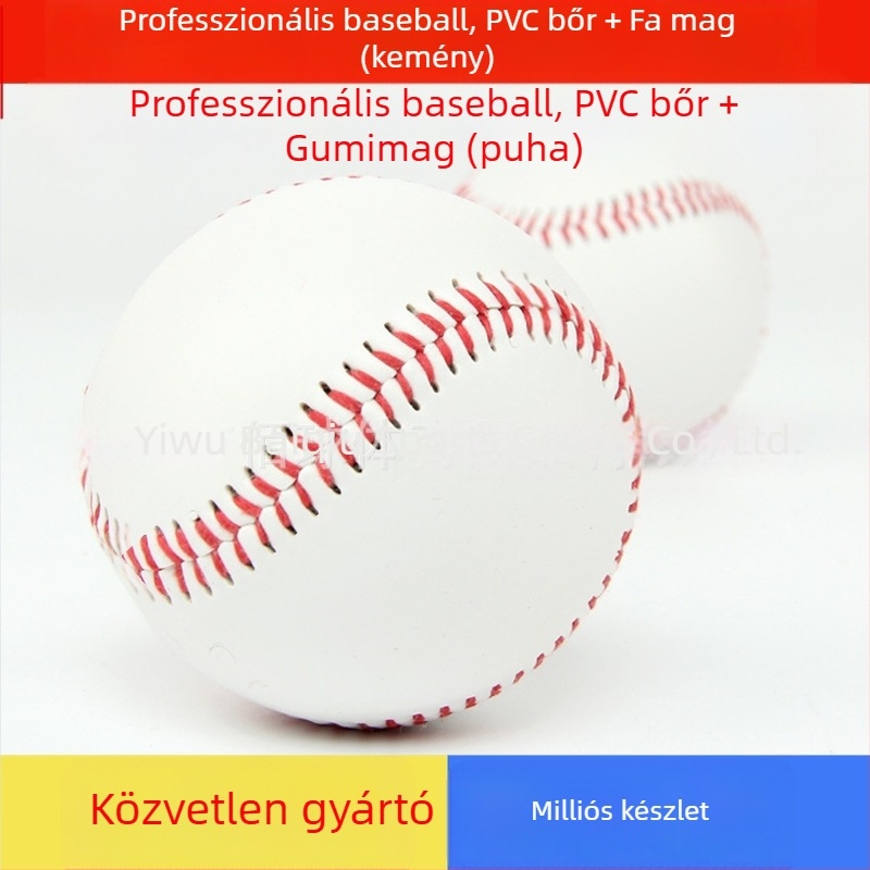 9 hüvelykes baseball PVC-kumm maggal és parafa maggal, PU bevonattal, edzésre dobásra és elkapásra