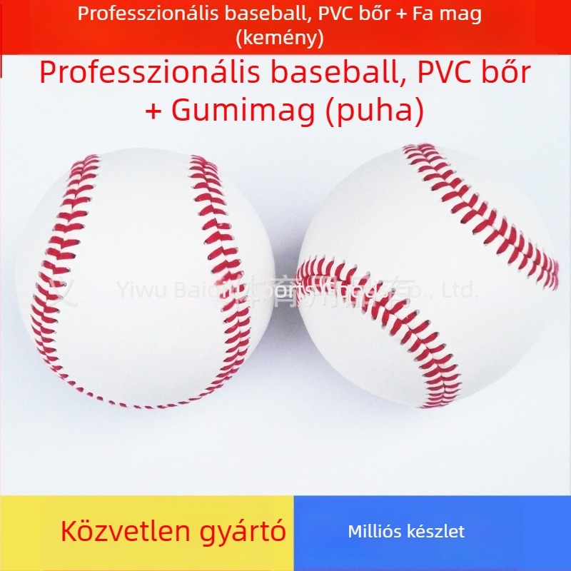 9 hüvelykes baseball PVC-kumm maggal és parafa maggal, PU bevonattal, edzésre dobásra és elkapásra