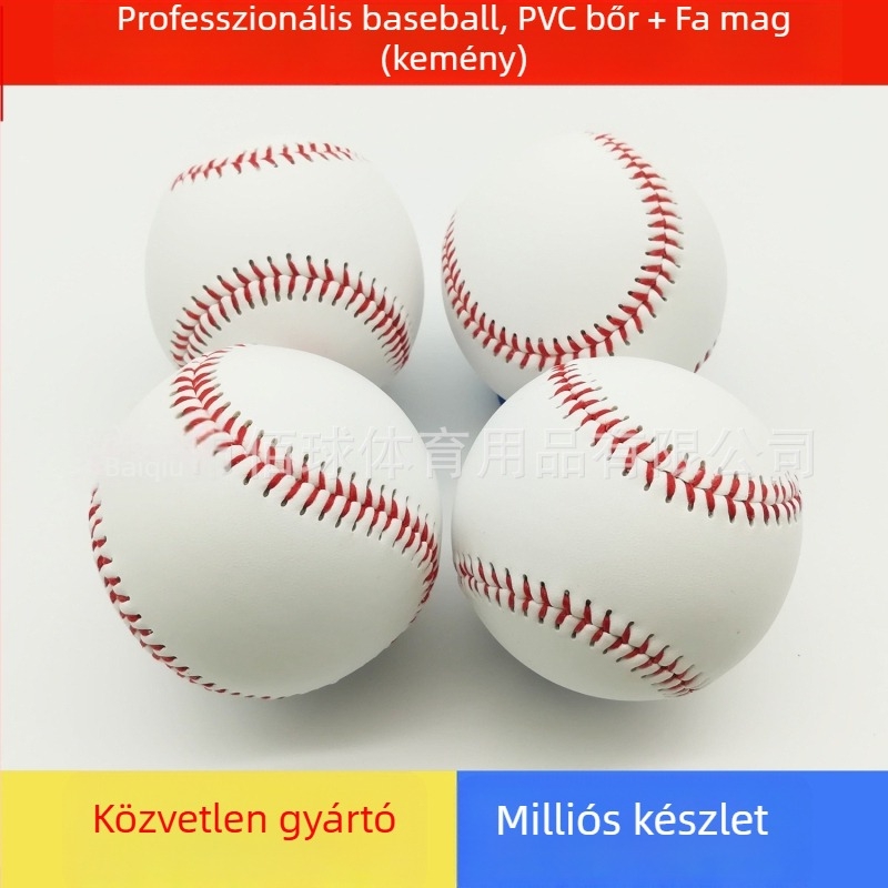 9 hüvelykes baseball PVC-kumm maggal és parafa maggal, PU bevonattal, edzésre dobásra és elkapásra