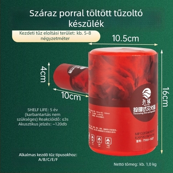 Heaven T-típusú dobható szárazporos tűzoltó, 0,8 kg