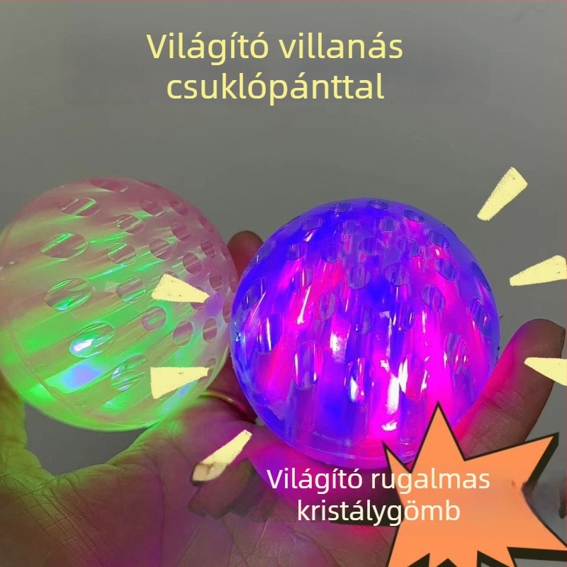 LED csuklóra rögzíthető kristálygömb zsinórral a kéz-szem koordináció edzésére, dobálós mágikus játék tiniknek és fiatal felnőtteknek, villogó stresszoldás
