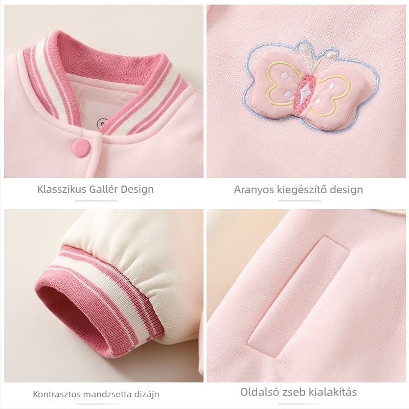 Gyerek kabát, állógallér, rajzfilm mintás, 80% pamut, hosszú ujjú, koreai stílus