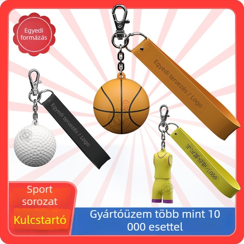 Kulcstartó - rajzfilmszerű gumiból készült sportmez sorozat, egyedi kosárlabda és futballmedálok