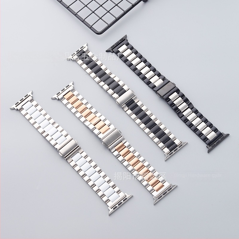 Dingji rozsdamentes acélból készült szilárd szíj Apple Watch és Huawei GT4-höz, dupla nyomású csattal; interfész méretek 14/18/20/22/24 mm
