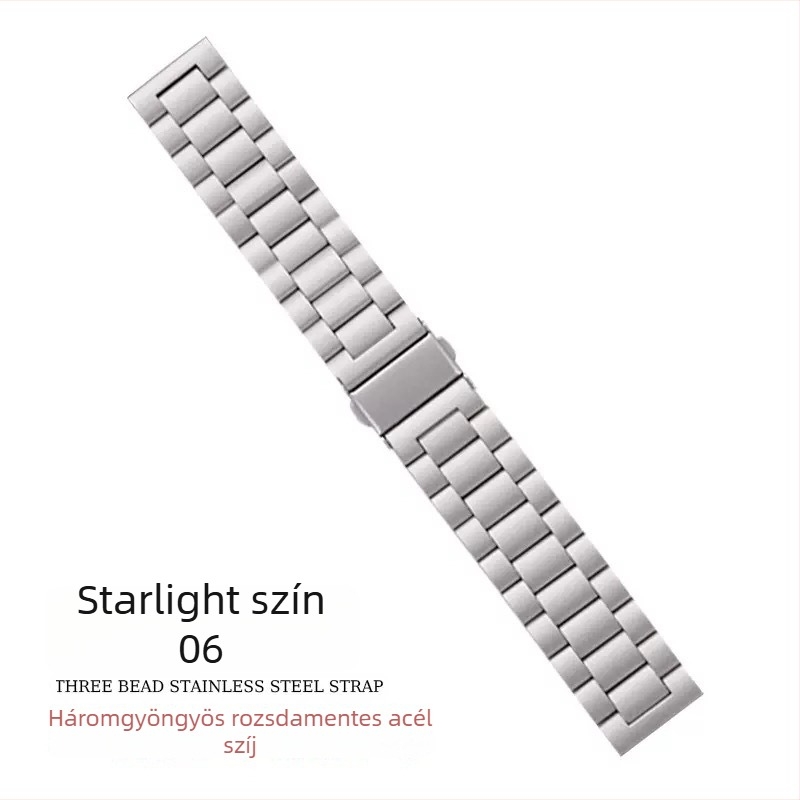 Dingji rozsdamentes acélból készült szilárd szíj Apple Watch és Huawei GT4-höz, dupla nyomású csattal; interfész méretek 14/18/20/22/24 mm