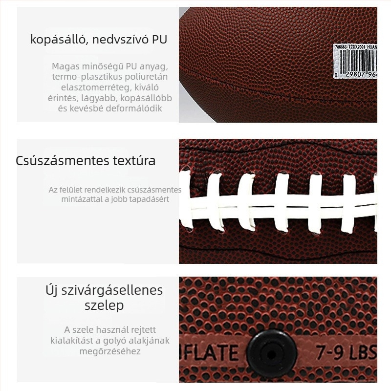 Edzésre szánt amerikai futball-labda – PVC/PU/super fiber anyag, gépi varrás, márka Dragon across the river, kategória Labda, testreszabás nélkül