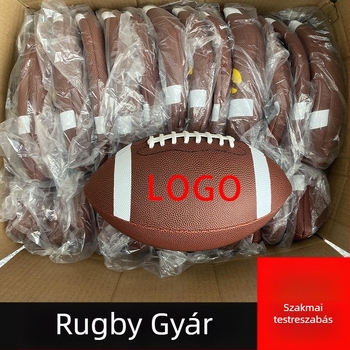 PU anyagú rögbi labda edzésre, No. 9, gépi varrás, logó nyomtatás elérhető, amerikai stílus