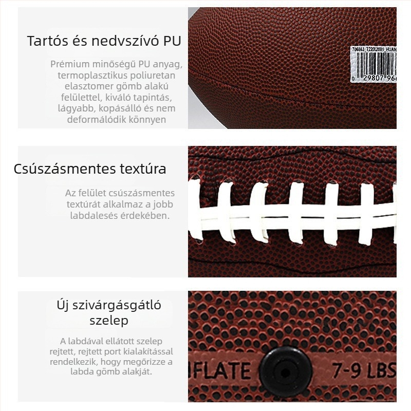 Amerikai futball PU labda – csúszásmentes, kopásálló, gépi varrással, fiatalok és felnőttek edzésére