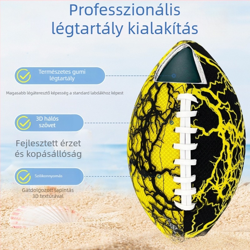 Strandrögbi labda 3D hálós szilikon szerkezettel, csúszásmentes felület, gépi varrás, logó nyomtatás elérhető