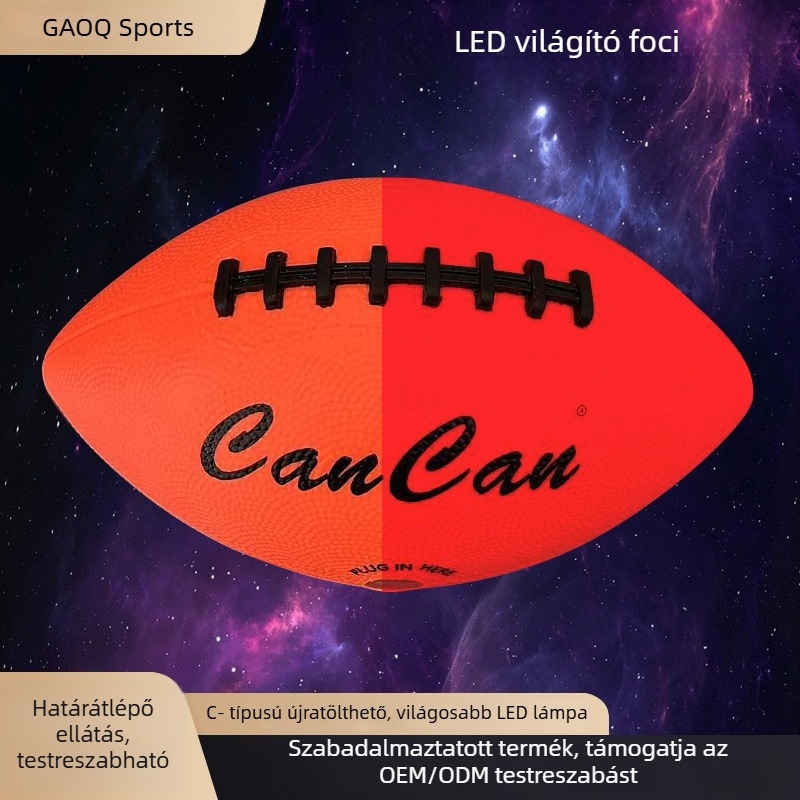 CanCan 6. számú F6 gumi LED világító rögbi labda – kopásálló edzéslabda