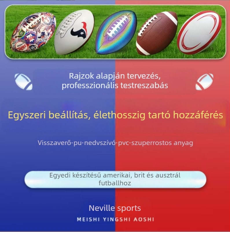 Gumis rögbi labda csúszásmentes felülettel edzésekhez és mérkőzésekhez; gépi varrás, logó nyomtatás lehetséges, származás Yiwu, Zhejiang