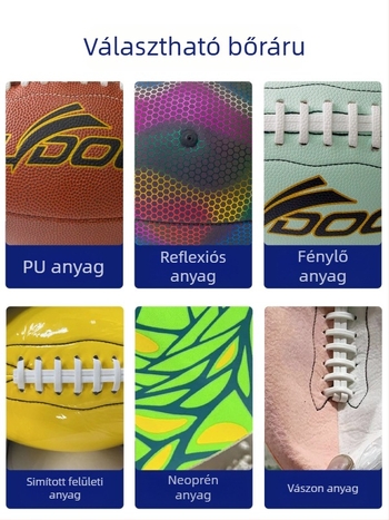 Rögbi labda magáncímkével – PU anyag, gépi varrás, logó nyomtatás elérhető, licencelt magánmárkák; alkalmas sporttendenciákhoz és más labdajátékokhoz.