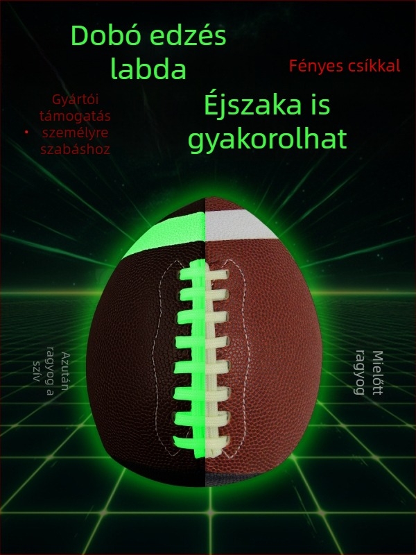 Rögbi labda magáncímkével – PU anyag, gépi varrás, logó nyomtatás elérhető, licencelt magánmárkák; alkalmas sporttendenciákhoz és más labdajátékokhoz.