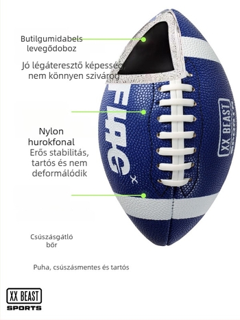 Ifjúsági rögbi labda, PVC, gépi varrás, logó nyomtatva, testreszabható