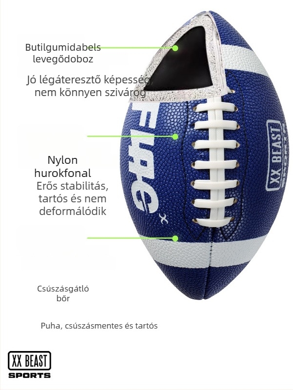 Ifjúsági rögbi labda, PVC, gépi varrás, logó nyomtatva, testreszabható